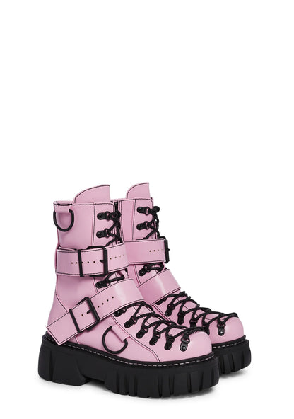 ROGUE CLASH COMBAT BOOTS - BLACK & PINK