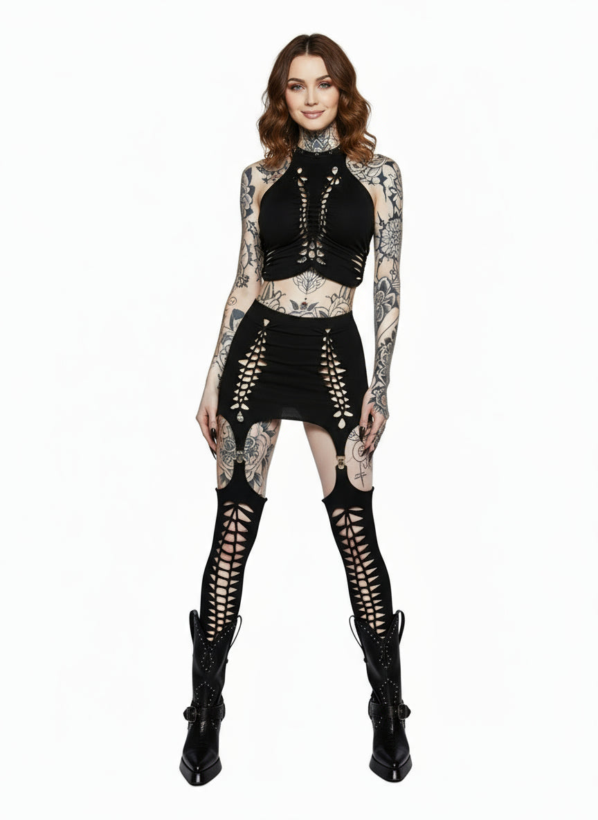 Shred Skirt + Leg Warmers Set – Black