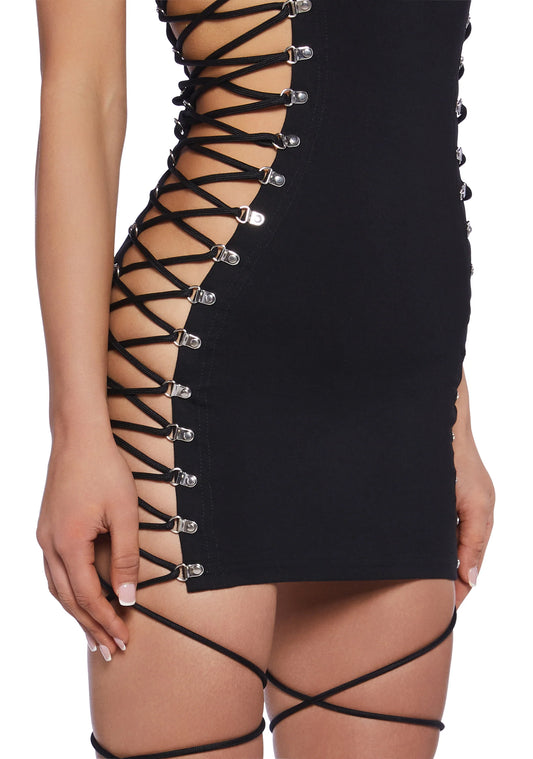 Neural Lace Bodycon Dress – Black