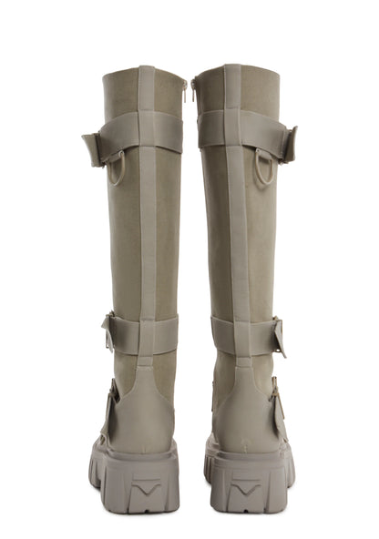 COMBAT KNEE HIGH BOOTS - LIGHT KHAKI