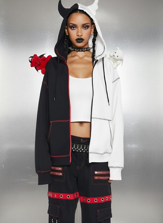 Devil Or Angel Zip-Up Hoodie