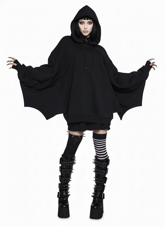 Midnight Batwing Hoodie – Black