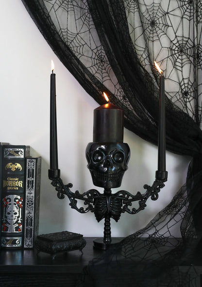 Frightful Nights Skeleton Candelabra – Black