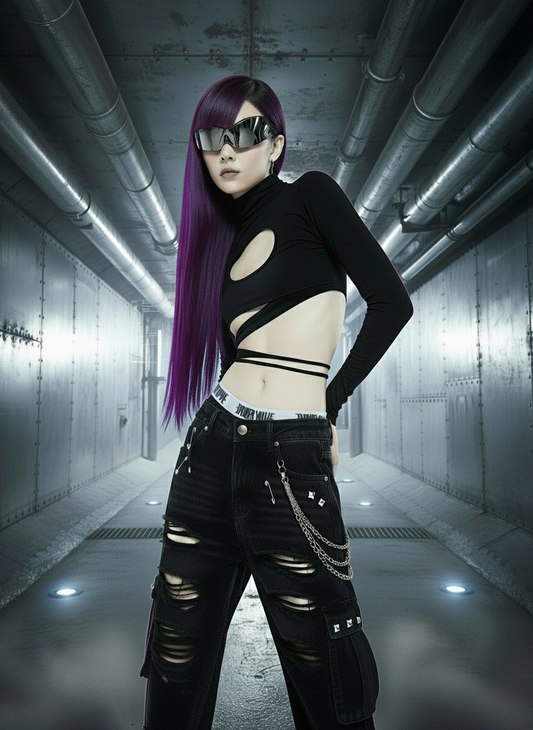 Rib Wrap Strap Crop Top — Black