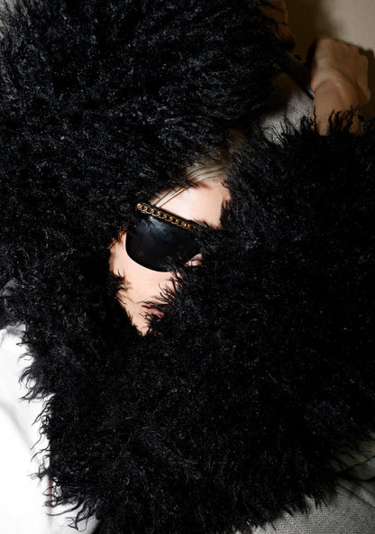 Plush Fur Shrug — Black