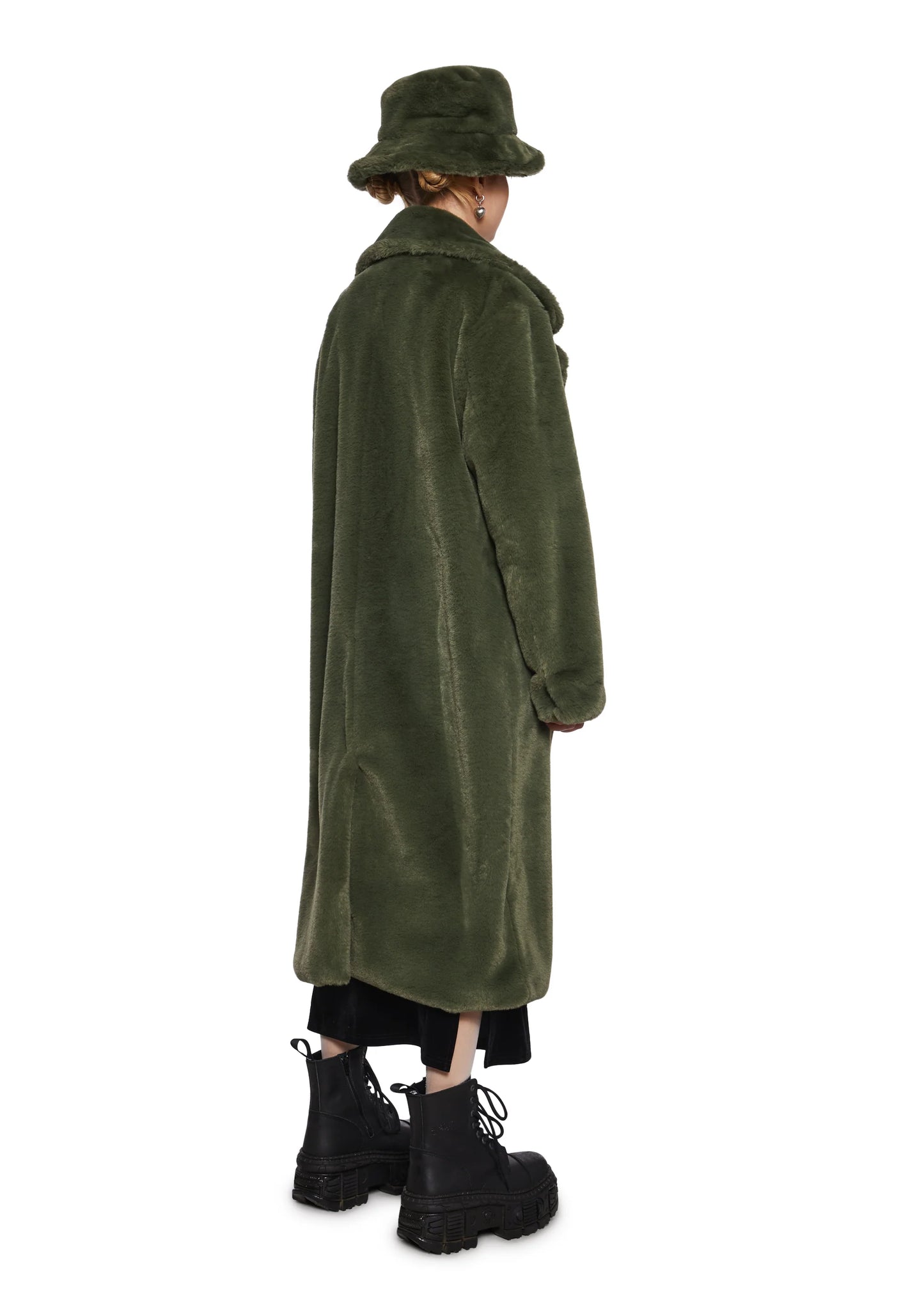 Plush Orbit Coat + Hat In Forest Green