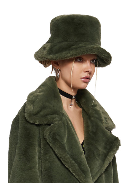 Plush Orbit Coat + Hat In Forest Green