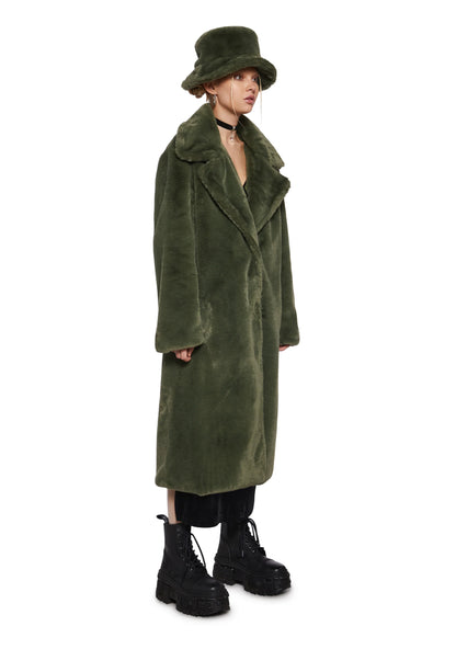 Plush Orbit Coat + Hat In Forest Green