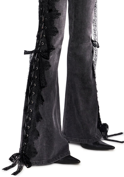 Lace-Up Flare Jeans