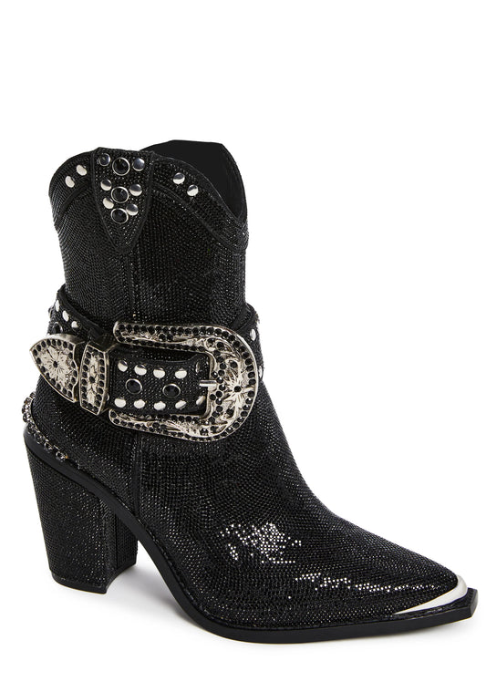OUTLAW Rhinestone Cowboy Boots - Black