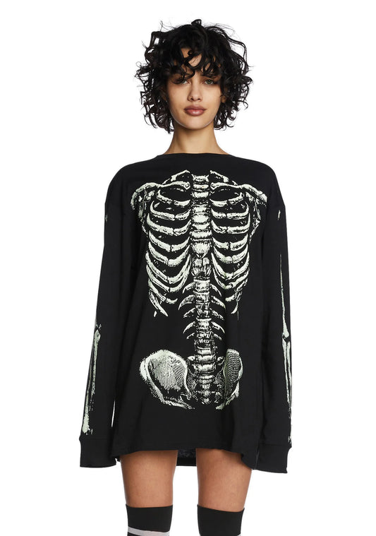 Rib By Rib Glow Oversized Tunic – Black