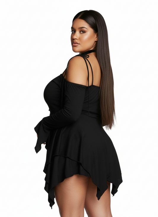 Black Fairy Handkerchief Dress — Plus