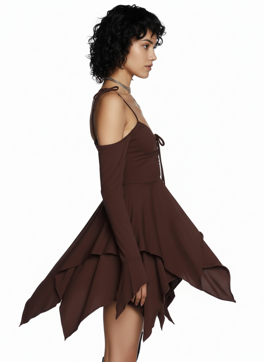 Brown Fairy Handkerchief Dress — Brown