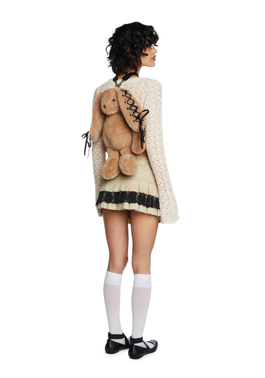 Cuddly Bunny Plush Backpack – Brown