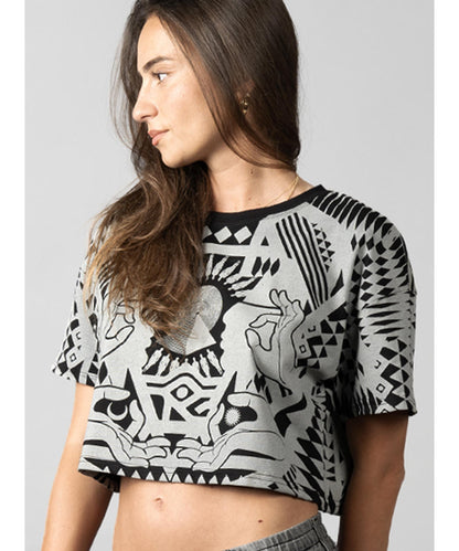 SOLOMANTRA Crop Top In Black & Silver