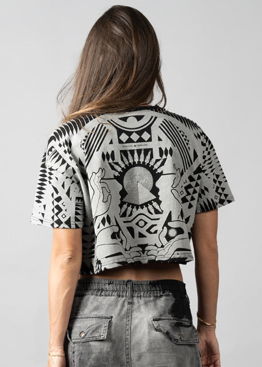 SOLOMANTRA Crop Top In Black & Silver