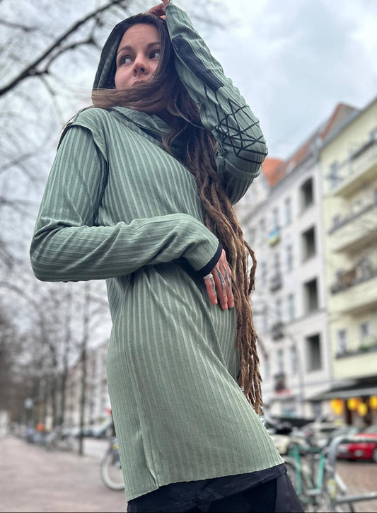 CATALIST WO Hooded Shirt In Light Olive