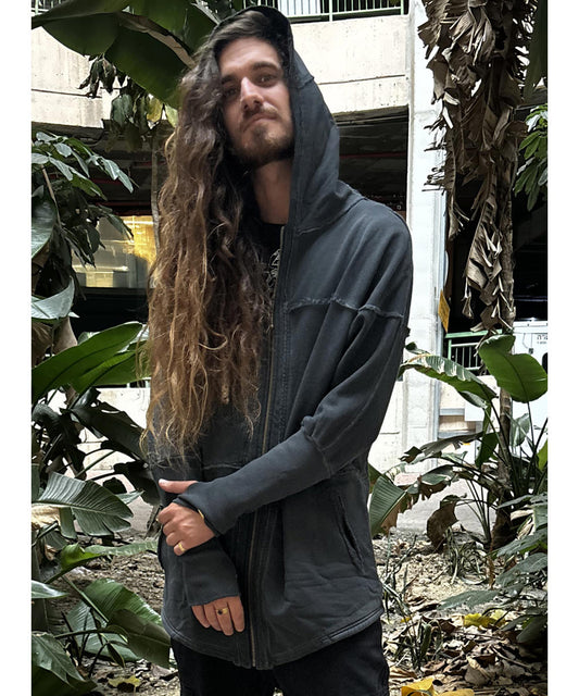 UNISEX FROST PIGMENT Zipper Jacket In Wash Black