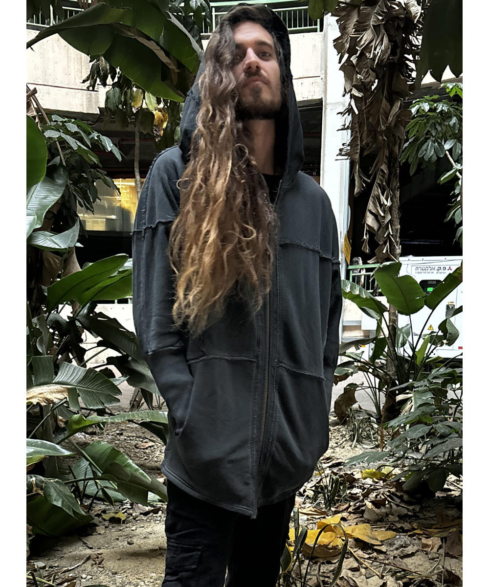UNISEX FROST PIGMENT Zipper Jacket In Wash Black