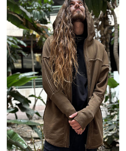 UNISEX FROST PIGMENT Zipper Jacket In Wash Brown