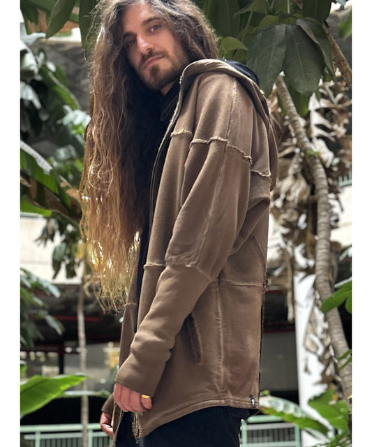 UNISEX FROST PIGMENT Zipper Jacket In Wash Brown