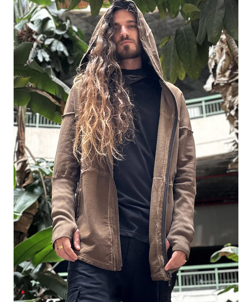 UNISEX FROST PIGMENT Zipper Jacket In Wash Brown