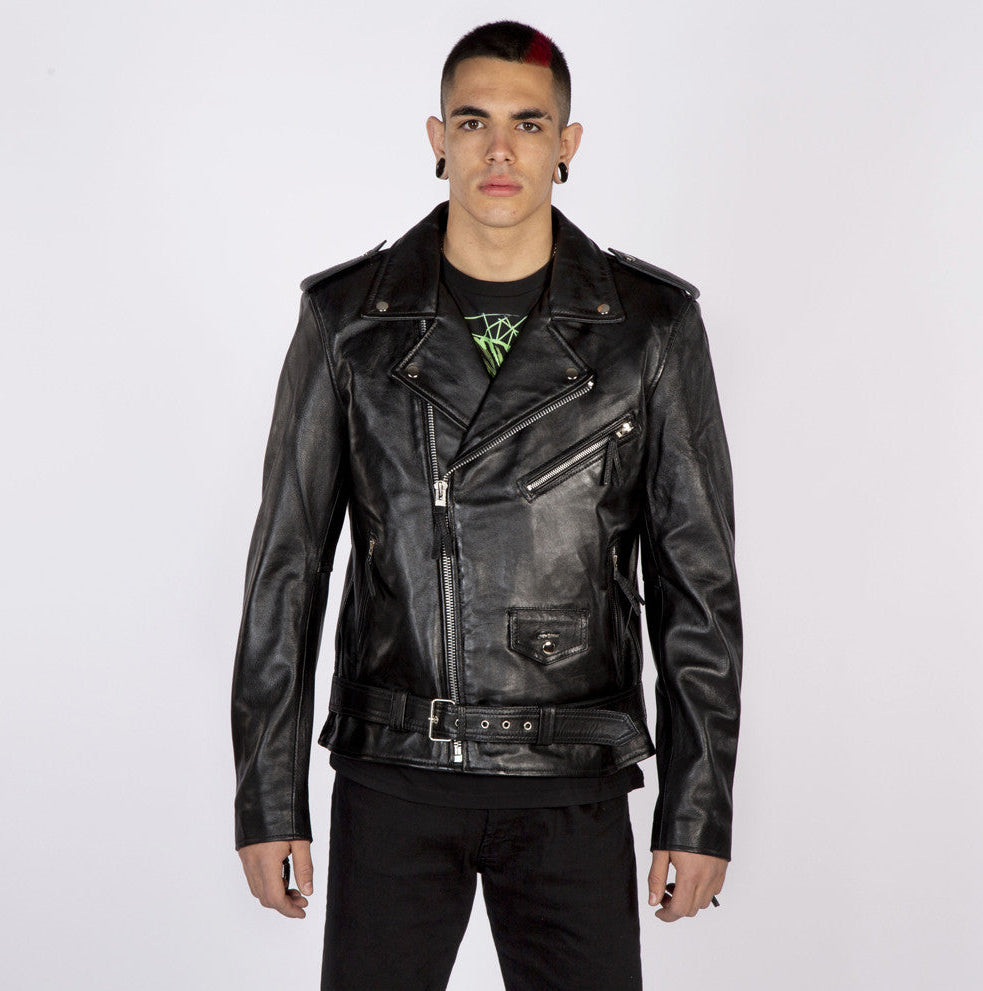 SOLID Military Leather Jacket - Black