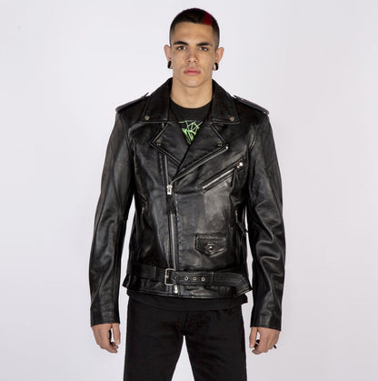 SOLID Military Leather Jacket - Black