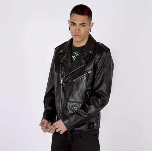 SOLID Military Leather Jacket - Black