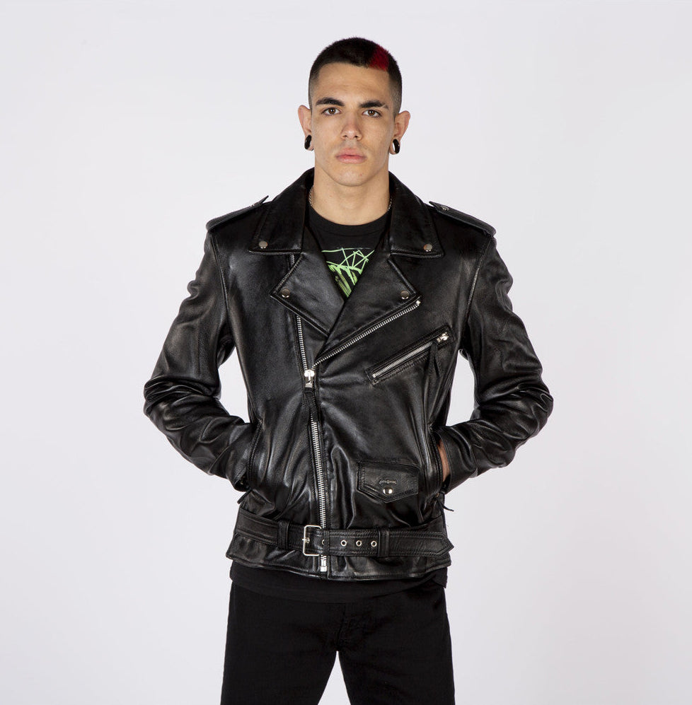 SOLID Military Leather Jacket - Black
