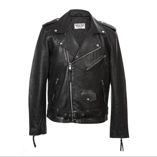 SOLID Unisex Military Leather Jacket - Black