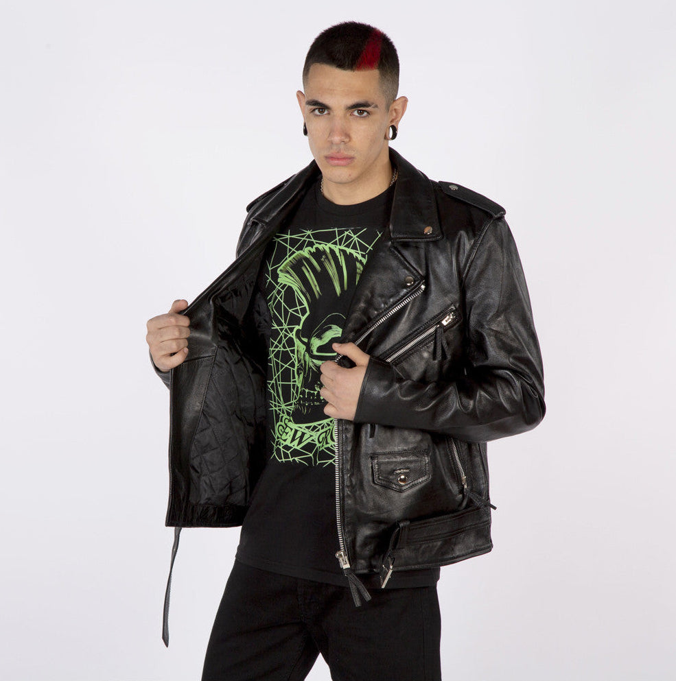 SOLID Military Leather Jacket - Black