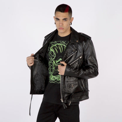 SOLID Military Leather Jacket - Black