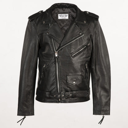 BACK LOGO Leather Jacket  - Black