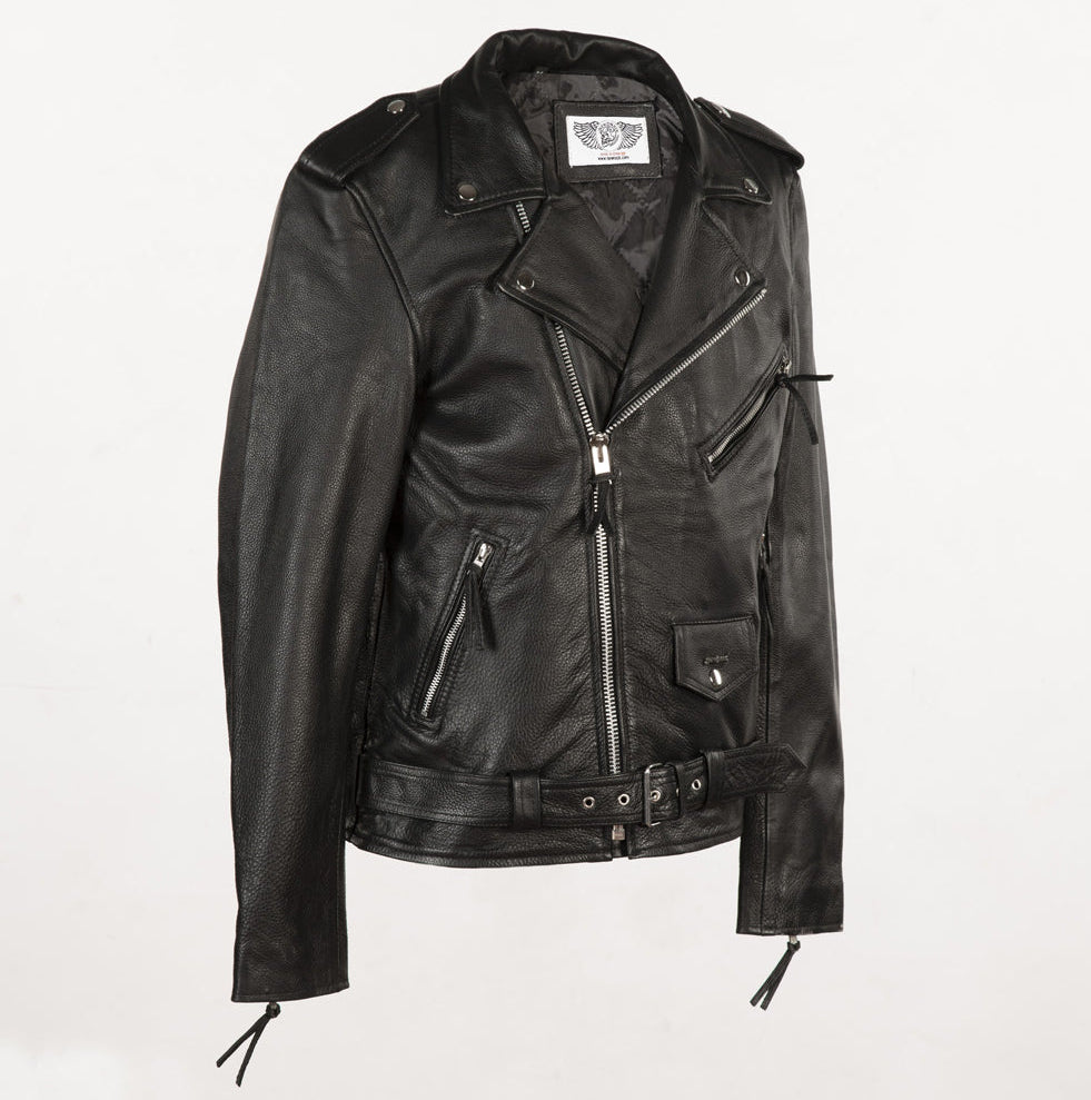 BACK LOGO Leather Jacket  - Black