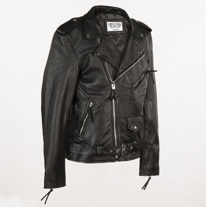 BACK LOGO Leather Jacket  - Black