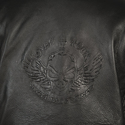BACK LOGO Leather Jacket  - Black