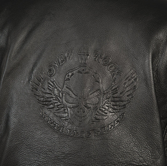 BACK LOGO Leather Jacket  - Black