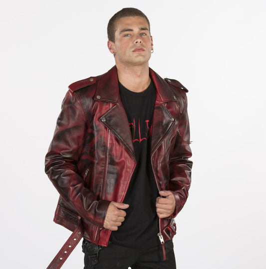 SOLID Leather Jacket  - Dirty Red