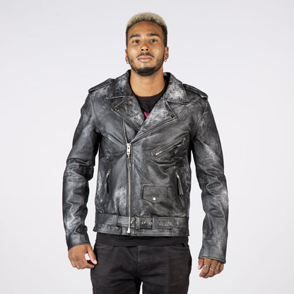 SOLID Military Leather Jacket - Grey Wash