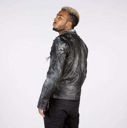 SOLID Military Leather Jacket - Grey Wash